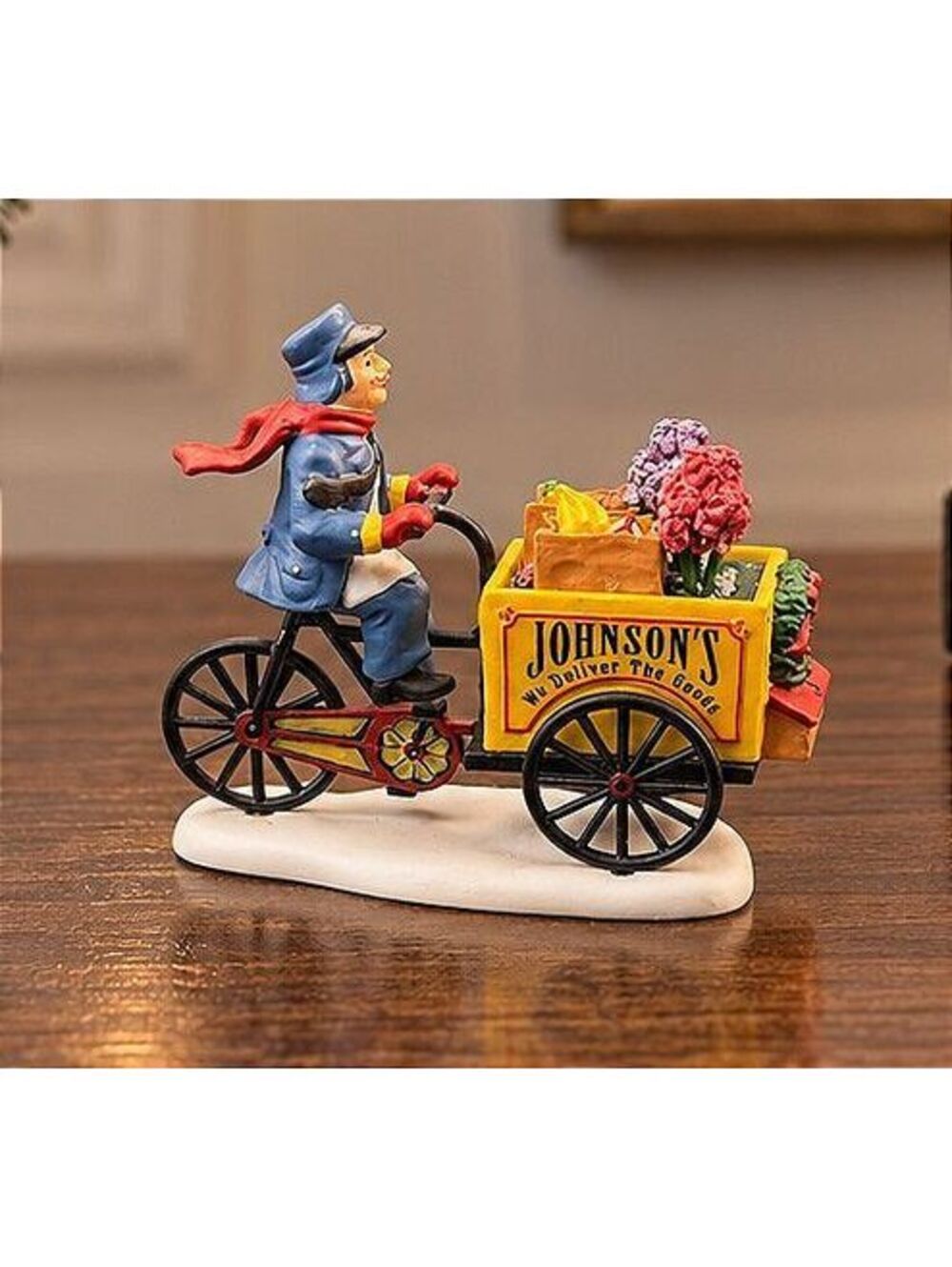 Vtg Department 56 Heritage Village Johnson’s Holiday Deliveries Bicycle Figurine